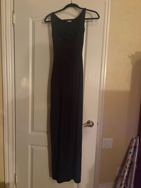 Skims Black Maxi Dress with a built-in black lace bra